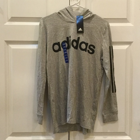 Boys Adidas Long Sleeve w Hood Grey L NWT